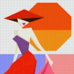 Arte digital fotopixelado elegancia bajo el sol