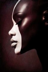 Arte digital de retratos perfil de mujer con claroscuro elegante