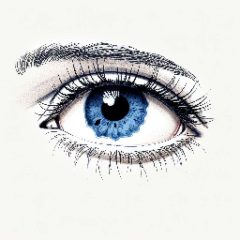Arte digital fotopixelado mirada azul