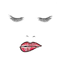 Fotografia artística minimalista entre pestañas labios rojos